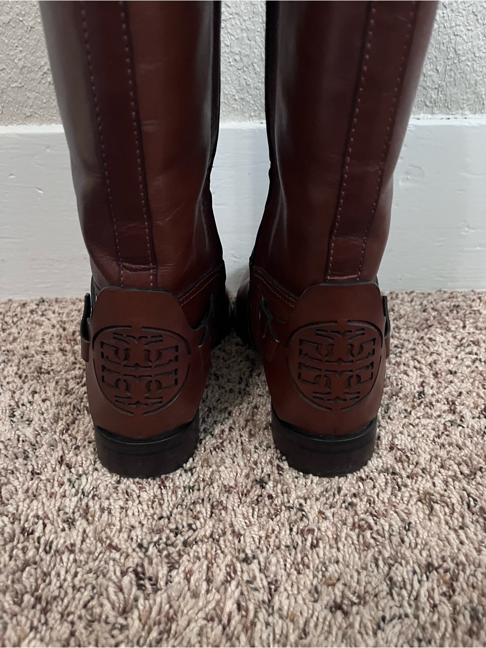 Tory Burch Derby Riding Boots in Almond Size 7 Galleon Antique Leather - Picture 5 of 11
